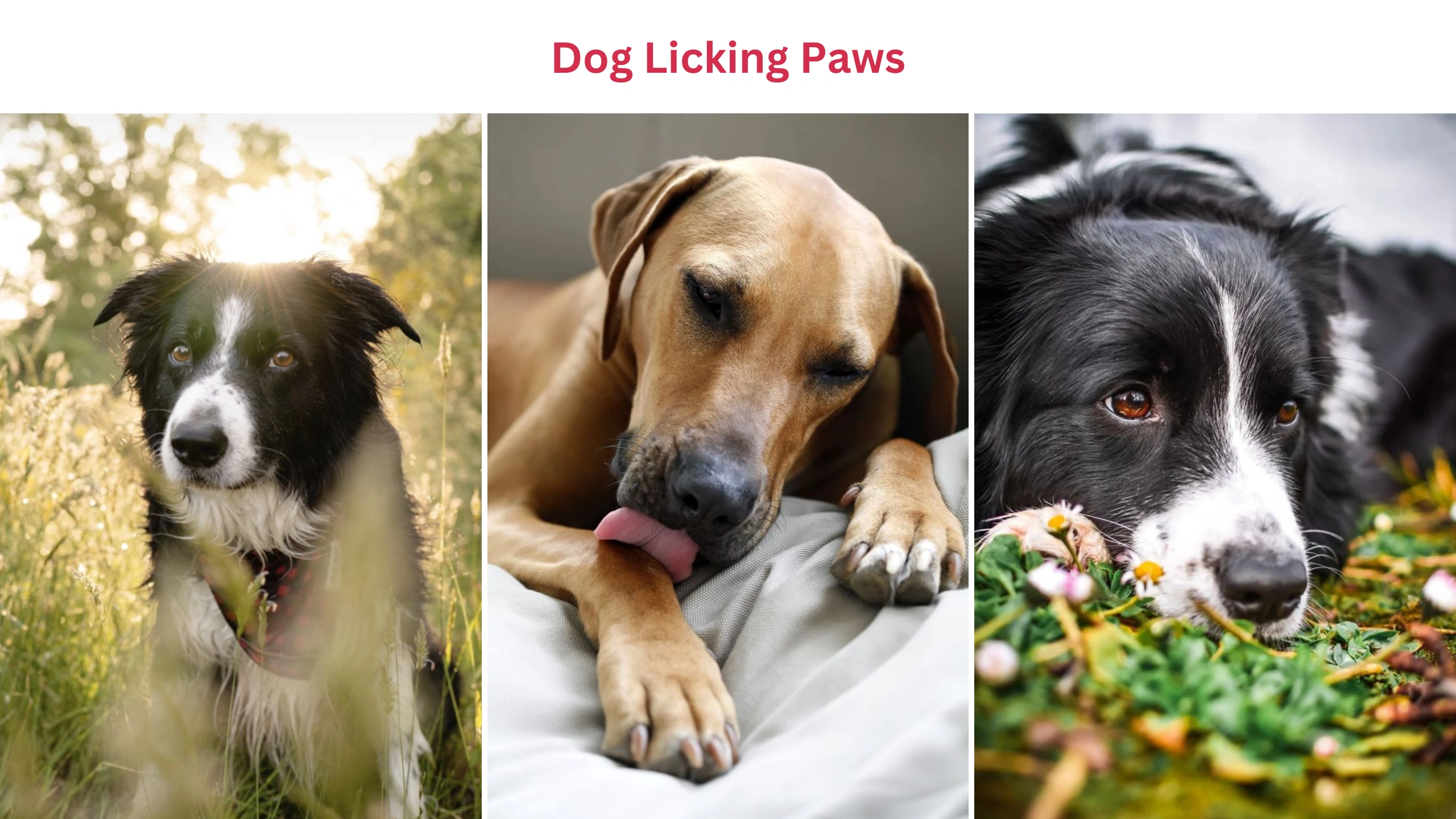 Dog licking paws